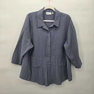 Habitat Clothes To Live In Button Down Top Size XL Pockets Textured Oversized